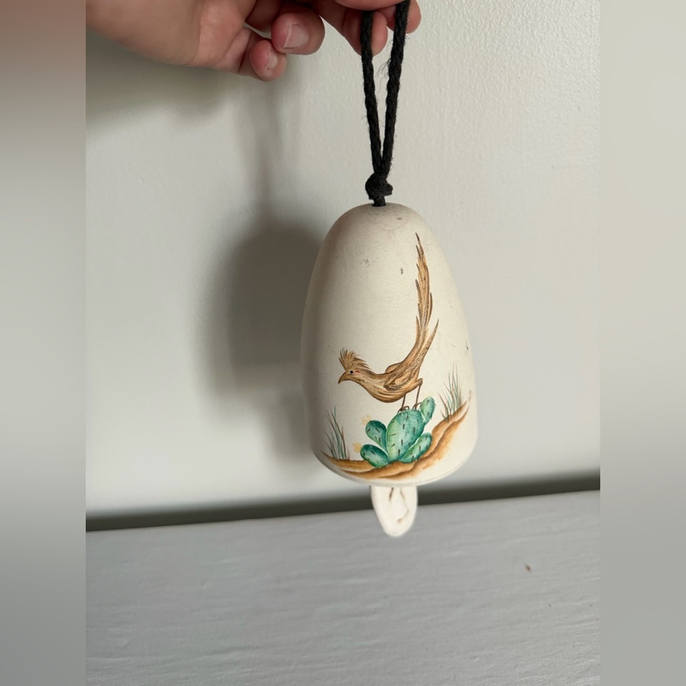 Hand-Painted Ceramic Bell with Bird Design